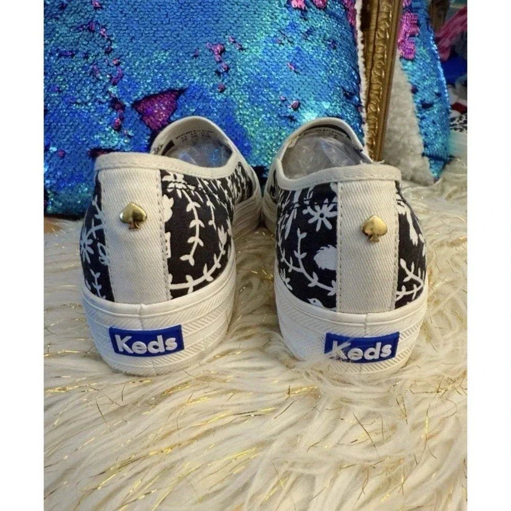 RARE Keds x Kate Spade Pheasant Floral Slip On Black White Womens Size 6
